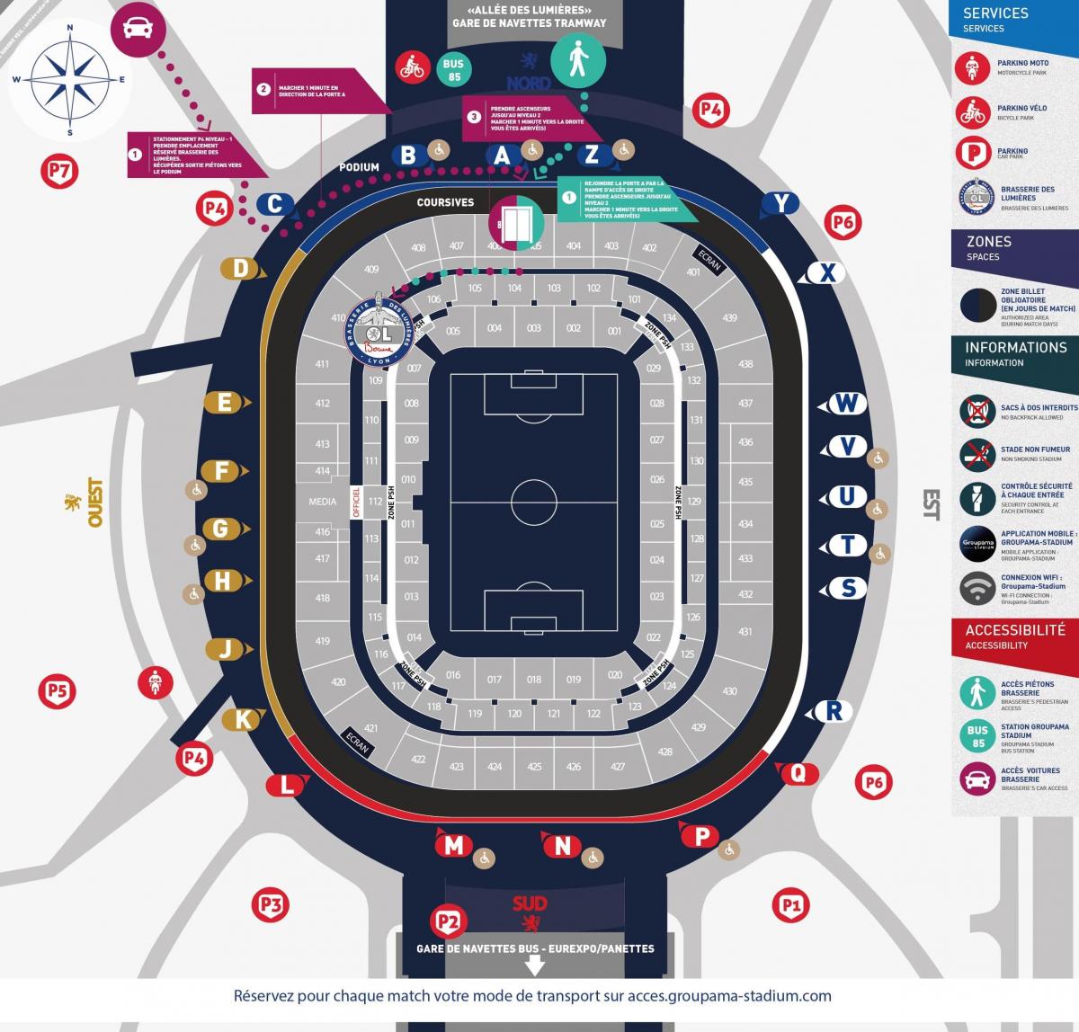 karta Lyon stadion