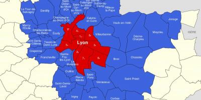Karta Lyon predgrađu 