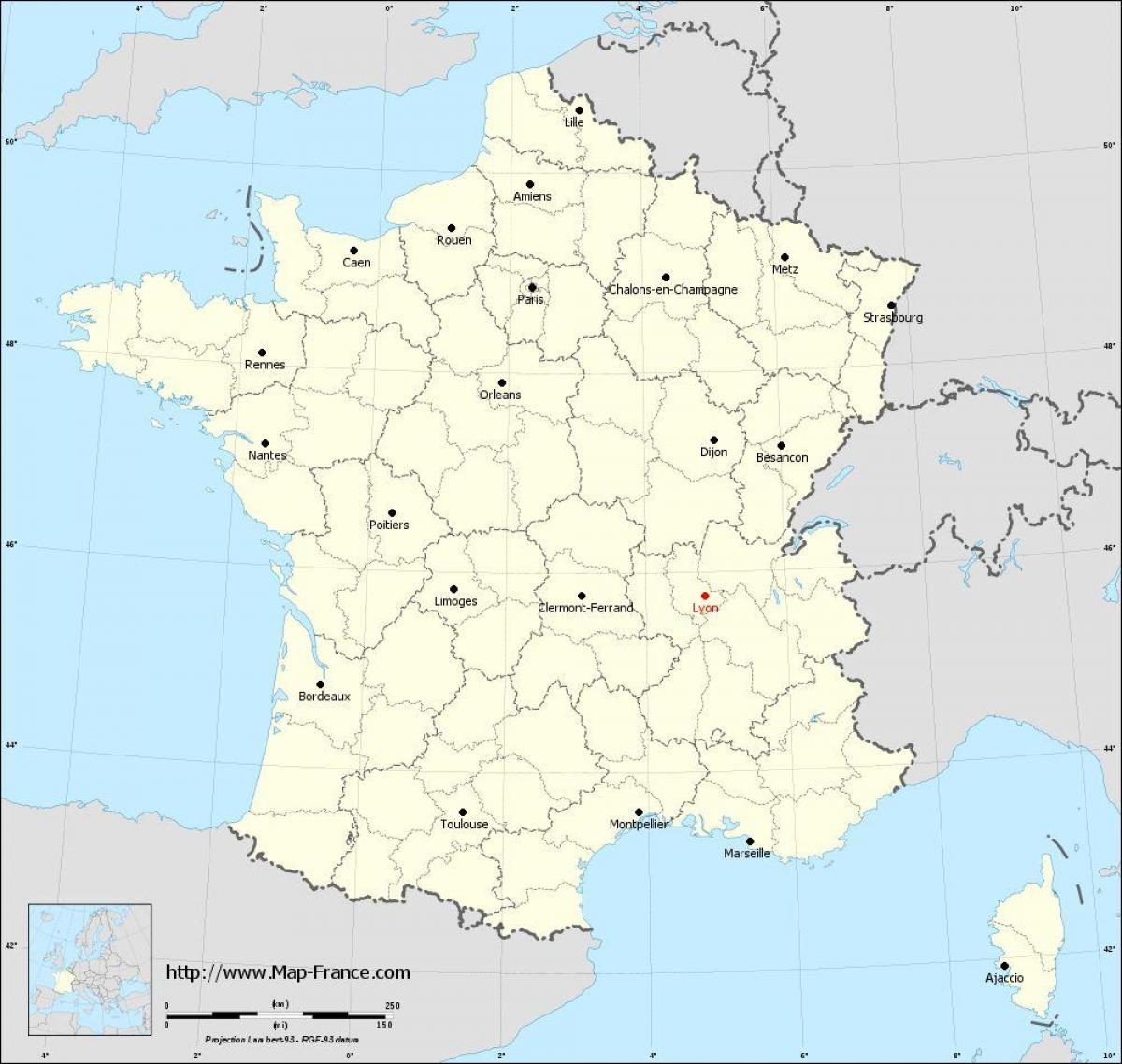 gdje je Lyon, Francuska na karti